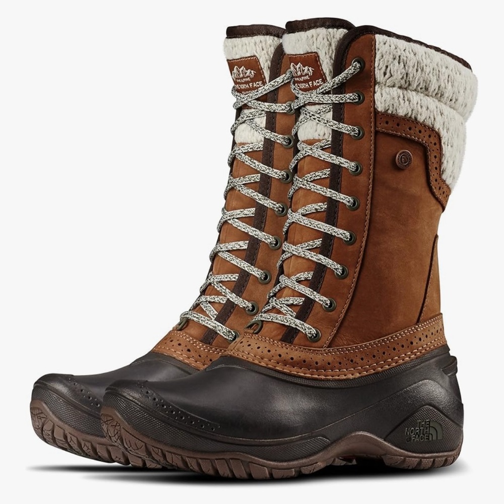 The North Face Brown and Black Winter Boots Waterproof Insulated